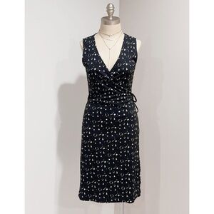 Kenneth Cole Women's Black & White Geometric Print Wrap Dress Size PM